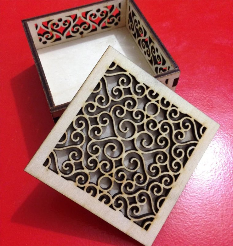 Laser Cut Wooden Box 3mm Free Vector cdr Download - 3axis.co - 3D model önizlemesi