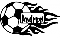 Soccer Ball With Flames And Name dxf File