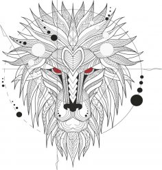 Ferocious Lion Head Totem Free Vector