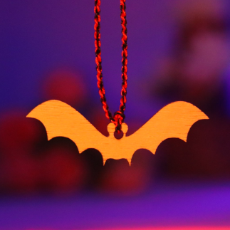 Laser Cut Wooden Halloween Bat Ornament Free Vector