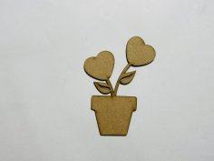 Laser Cut Flower Pot Shape Wood Cutout Free Vector