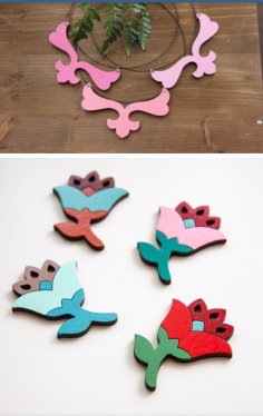 Laser Cut Wooden Flower Decor Free Vector