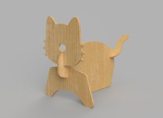 Laser Cut Wooden Cat Press Fit Construction Kit DXF File