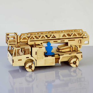 Laser Cut Wooden Fire Truck 3D Free Vector