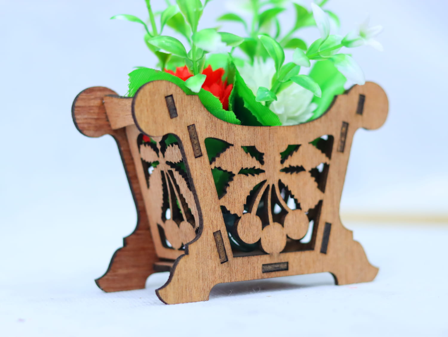 Laser Cut Mini Flower Basket 3mm Free Vector