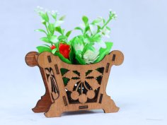 Laser Cut Mini Flower Basket 3mm Free Vector
