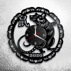Laser Cut 2020 Year Of The Rat Wall Clock Free Vector