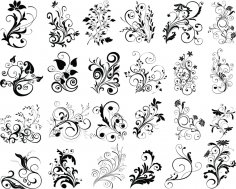 Black Floral Swirl Free Vector