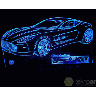 Laser Cut Aston Martin One-77 Sports Car Acrylic 3D Lamp Free Vector