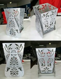 Laser Cut Decorative Vase Flower Box With Stand DXF File