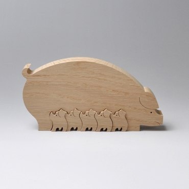 Pig Family Puzzle DXF File Free Download - 3axis.co - 3D model önizlemesi