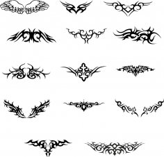 Wings Tattoo Vector set Free Vector