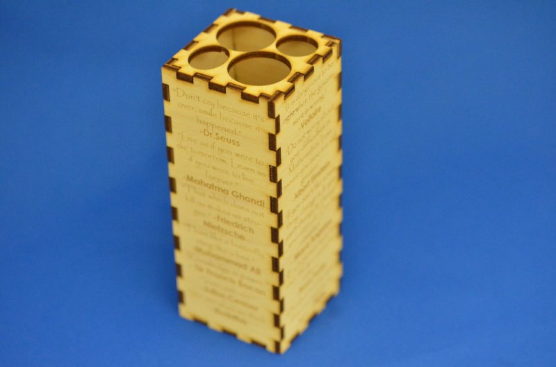 Laser Cut Pencil Holder with Quotes Free Vector Download - 3axis.co - 3D model önizlemesi