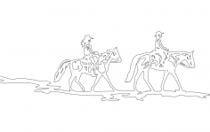 Horse And Riders dxf File