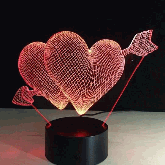 Heart 3D LED Night Light Free Vector