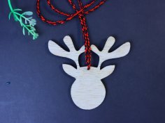 Laser Cut Christmas Reindeer Head Ornament Blank Unfinished Wood Free Vector