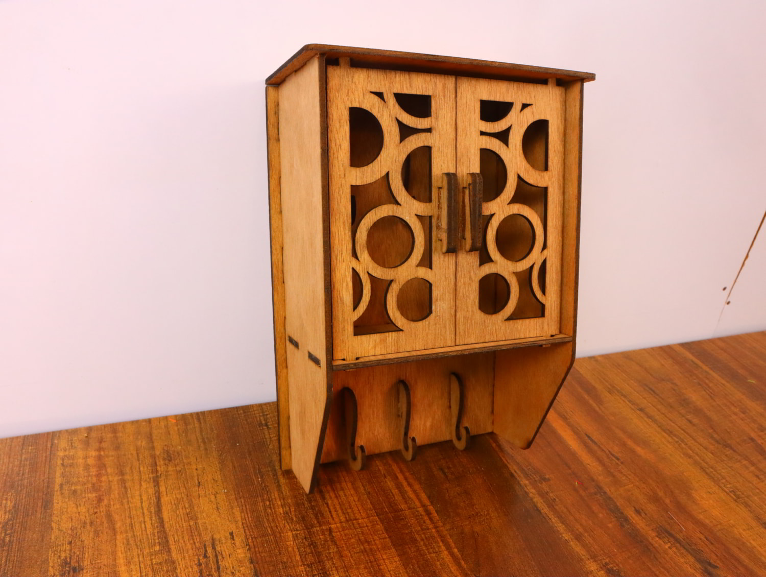 Laser Cut Wall Mounted Wooden Key Cabinet 3mm Free Vector