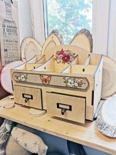Laser Cut Cosmetics Jewelry Organizer Storage Box With Drawers 6mm Free Vector