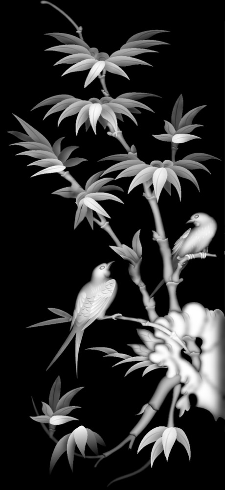 Grayscale Picture of Bamboo and Bird Bitmap (.bmp) format file free ...