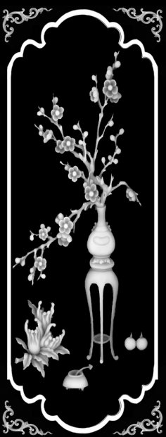 Vase with Flowers 3D Grayscale Image BMP File