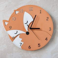 Laser Cut Fox Wall Clock With Numbers Kids Room Wall Decoration Children Clock Free Vector