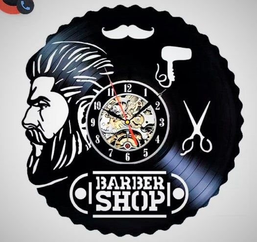 Laser Cut Barbershop Design Vinyl Wall Clock Free Vector