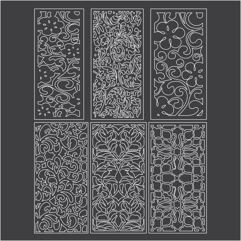 Jali Decorative Panel Screen Fence Designs CNC Laser Cutting DXF File