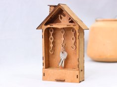 Laser Cut Wooden Key Cabinet With Drawer Free Vector