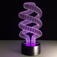 Laser Cut Spiral Shape 3D Illusion Lamp Free Vector