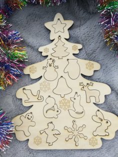 Laser Cut Christmas Tree Puzzle Free Vector