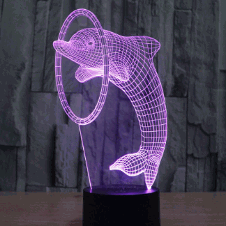 Laser Cut Dolphin 3D Illusion Lamp LED Night Light PDF File