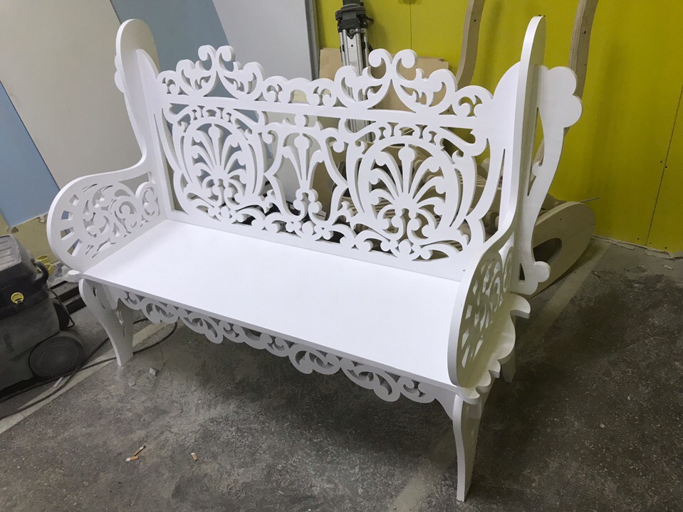 Laser Cut Wooden Decorative Bench 21mm Free Vector