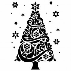Laser Engraving Decor Christmas Tree Free Vector