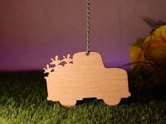 Laser Cut Pickup Truck Christmas Ornament Free Vector