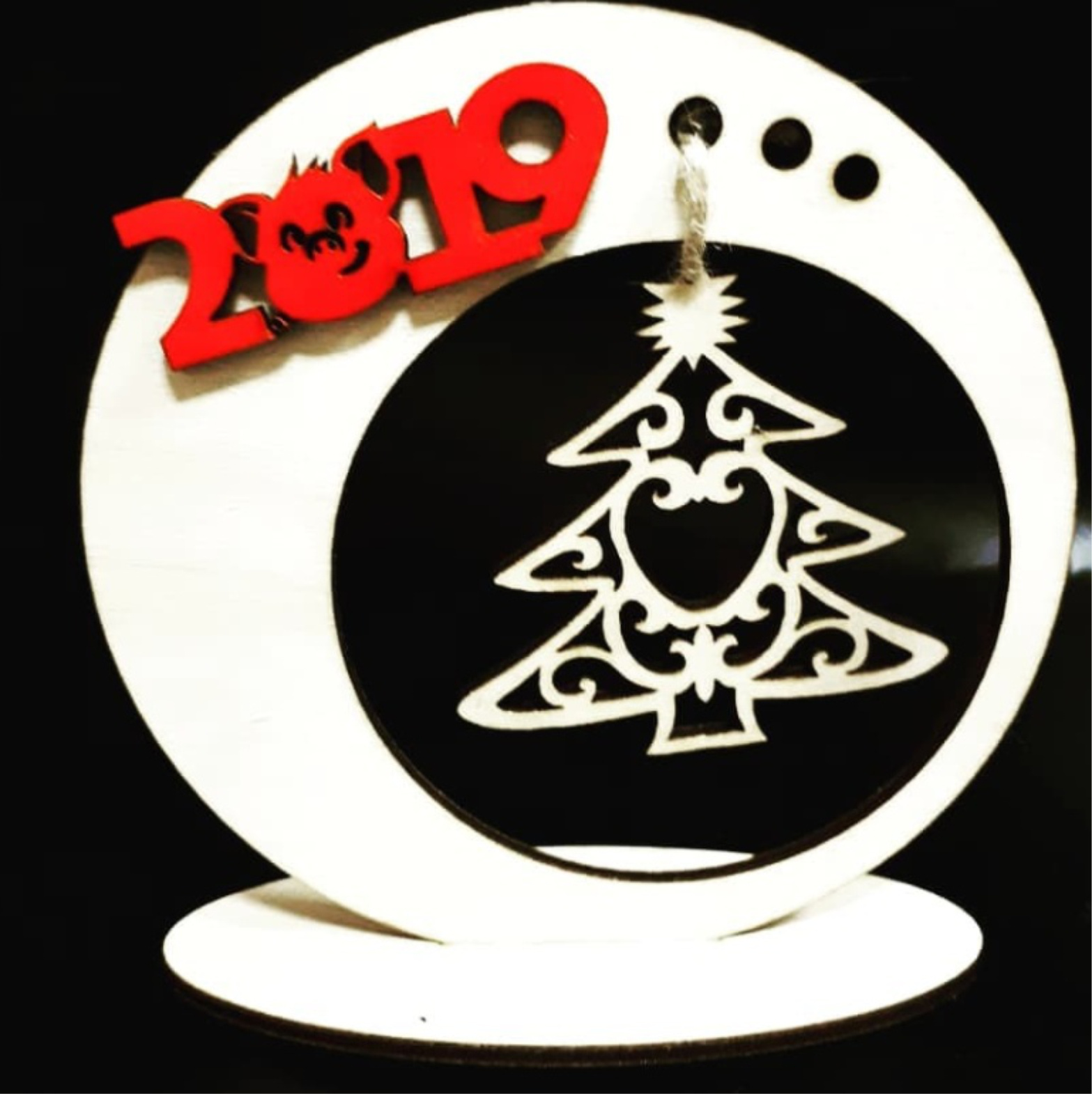 Laser Cut New Year Wooden Souvenirs Free Vector