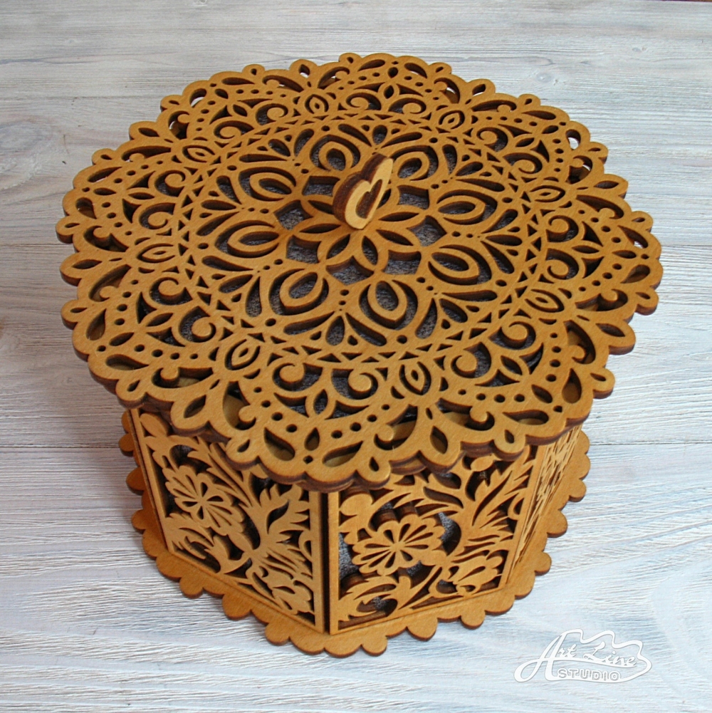 Laser Cut Decorative Box With Floral Pattern Free Vector