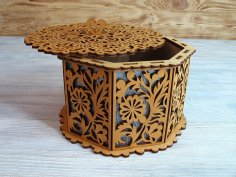 Laser Cut Decorative Box With Floral Pattern Free Vector