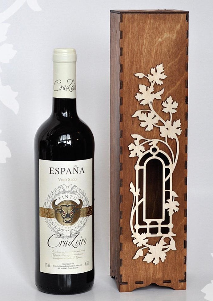 Laser Cut Decorative Wine Bottle Packaging Gift Boxes Free Vector