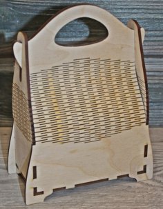 Laser Cut Cute Gift Box Hand Bag Free Vector