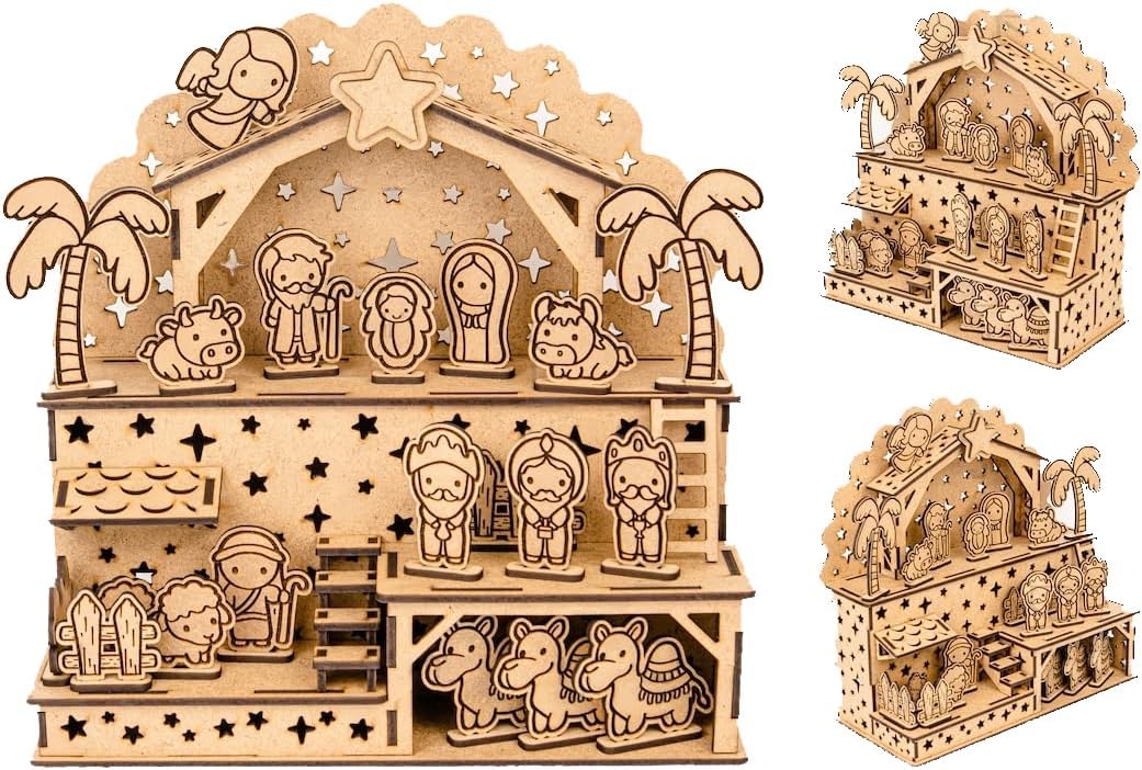 Laser Cut Nativity Scene Christmas Decoration DXF File Free Download ...