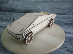 Laser Cut Tesla Cybertruck Wooden Model Free Vector