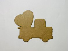 Laser Cut Heart Truck Wood Cutout Free Vector