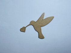 Laser Cut Hummingbird Heart Wood Blank Cutout Free Vector