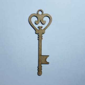 Laser Cut Key Shape With Heart Unfinished Wood Cutout Free Vector