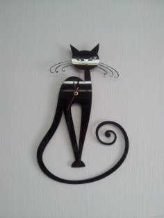 Laser Cut Cat Wall Clock Decor Free Vector