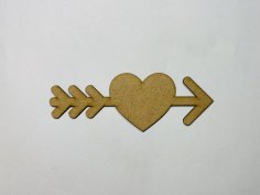 Laser Cut Unfinished Arrow Heart Shape Wood Cutout Free Vector