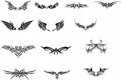 Tattoo Totem Wings Vector Set Free Vector
