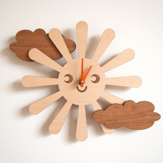 Laser Cut Wooden Happy Sun Clock Free Vector Download - 3axis.co - 3D model önizlemesi