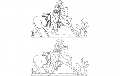 Cowboy And Rodeo Scene dxf File