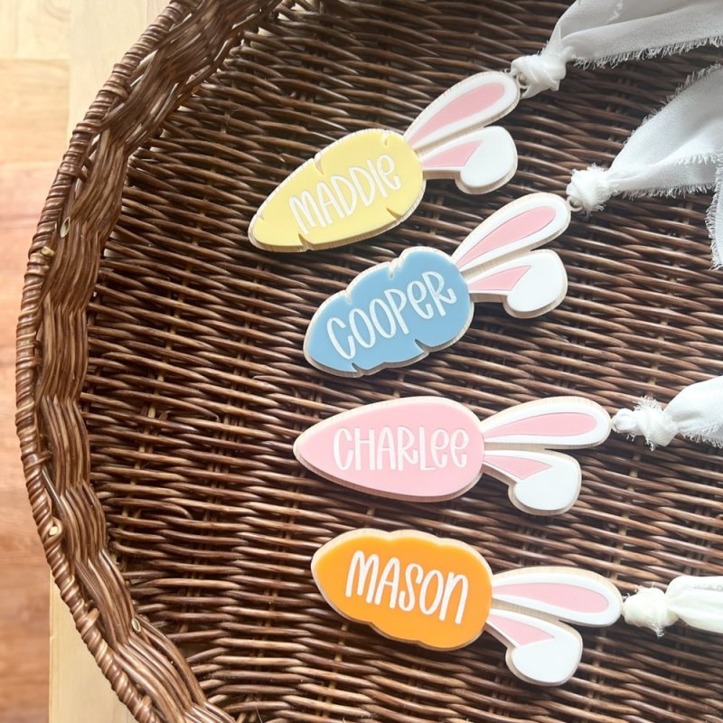 Laser Cut Carrot Tag With Bunny Ears Personalized Free Vector Download - 3axis.co - 3D model önizlemesi